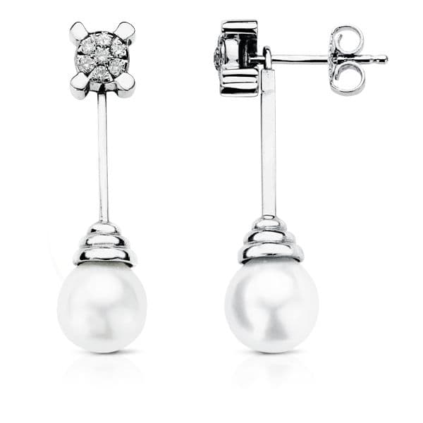 18K PENDIENTES ORO BLANCO AUSTRALIANA DIAMANTES NATURALES 0,25 QTS. SI-H. MEDIDA: 30X9 MM CIERRE PRESION