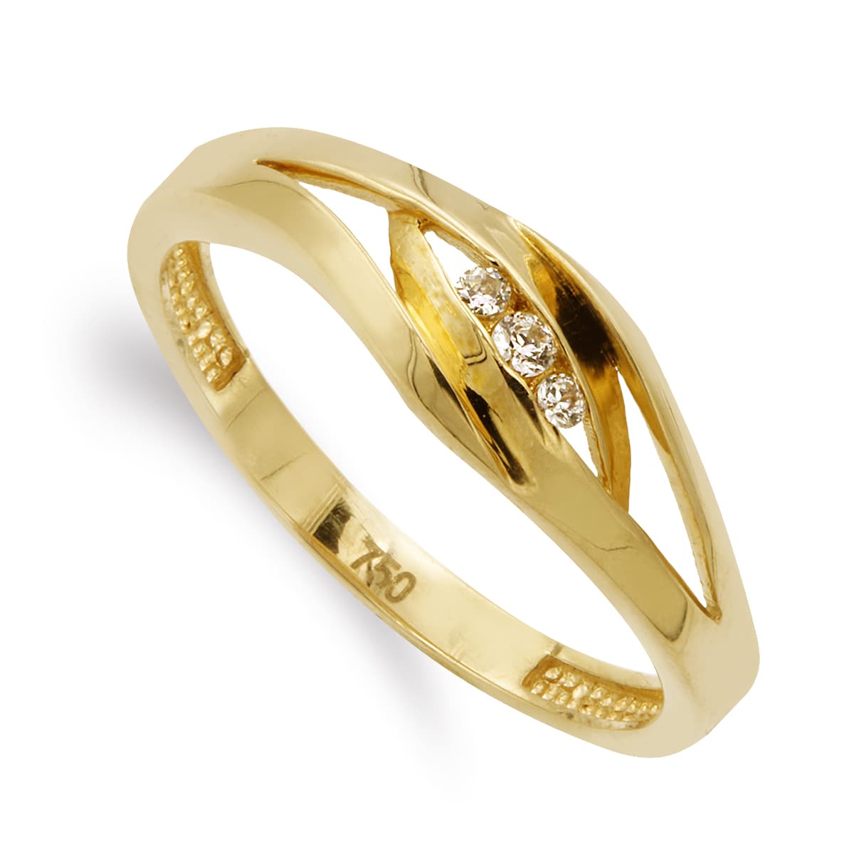 Sortija con Circonitas. Ancho 6,5 mm de oro amarillo 18K
