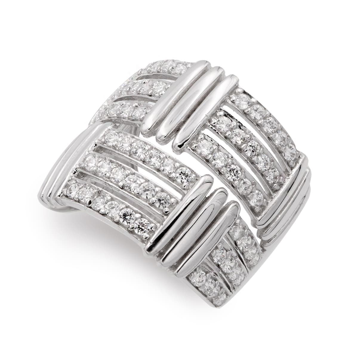 18K SORTIJA ORO BLANCO CON CIRCONITAS. ANCHO: 18 MM