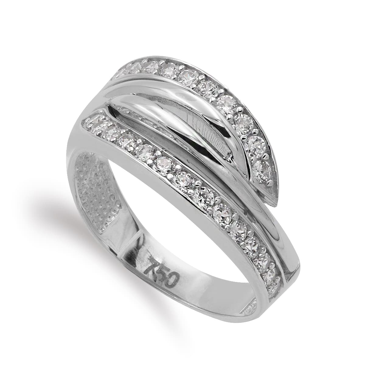 18K SORTIJA ORO BLANCO CON CIRCONITAS. ANCHO 10 MM