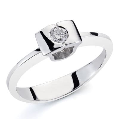 Sortija Diamante Natural 0,10 Qts. Ancho: 4,5 mm de oro blanco 18K