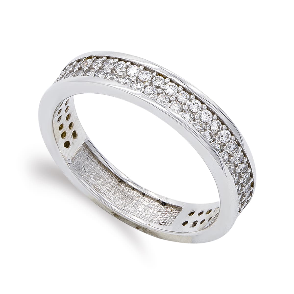 18K SORTIJA ORO BLANCO CON CIRCONITAS. ANCHO: 4,5 MM