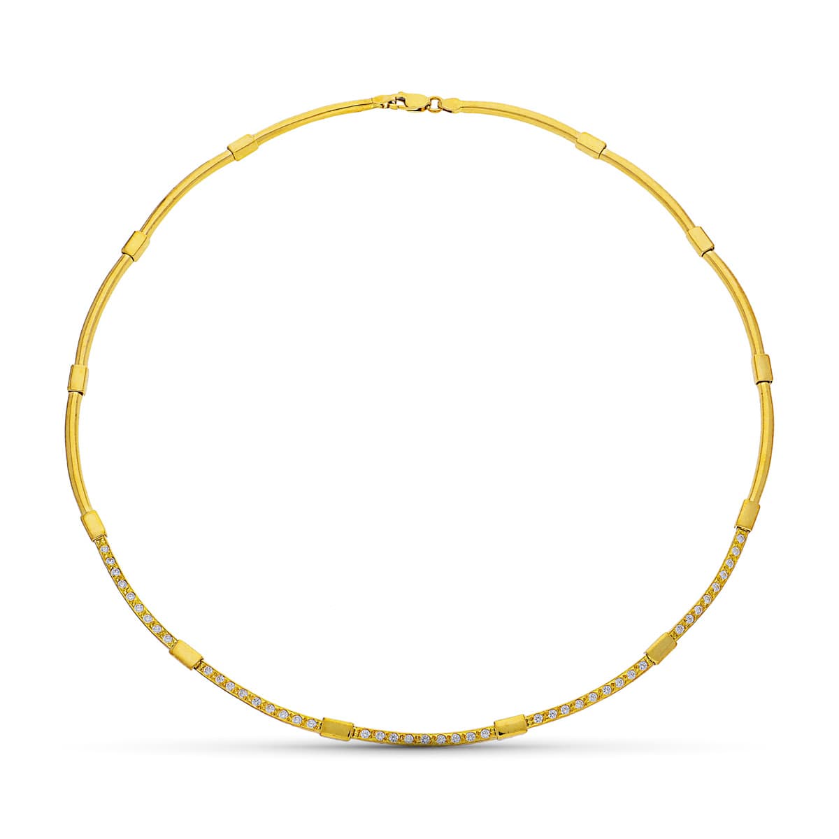 Gargantilla y Circonitas de oro amarillo 18K