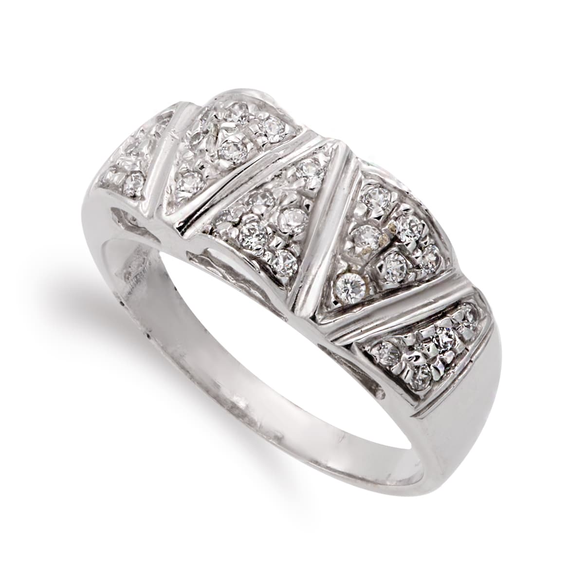 Sortija Motivos con Circonita 18 mm Cuerpo 3 mm de oro blanco 18K