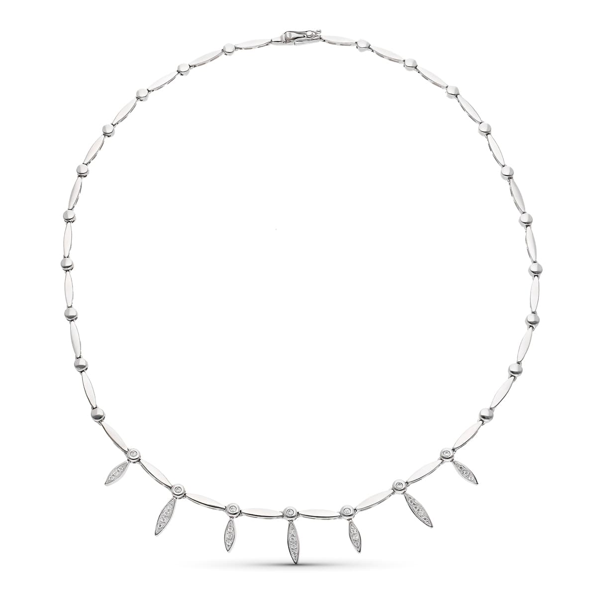 Gargantilla y Circontas de oro blanco 18K
