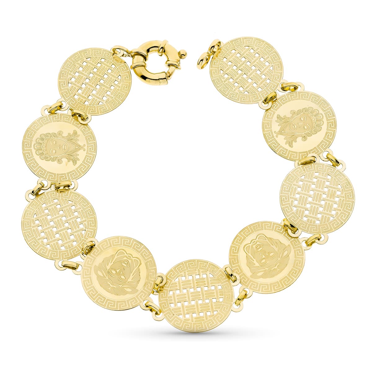 Pulsera Moneda Laser. 20 cm de oro amarillo 18K
