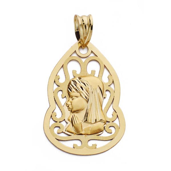 Medalla Virgen Niña 27 x 18 mm de oro amarillo 18K
