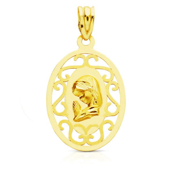 18K MEDALLA ORO AMARILLO VIRGEN NIÑA 27X17 MM