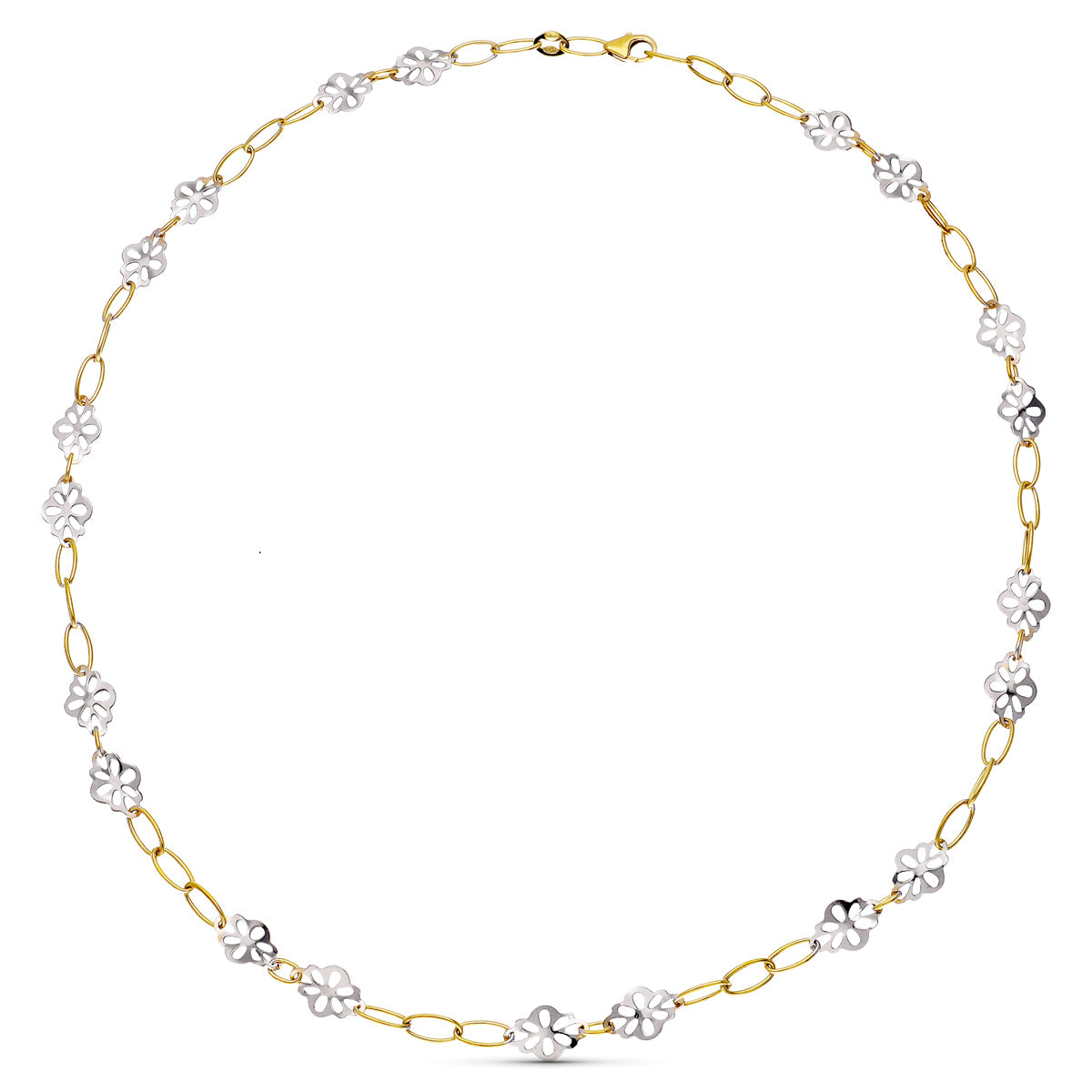 18K GARGANTILLA ORO BICOLOR FLORES 45CM