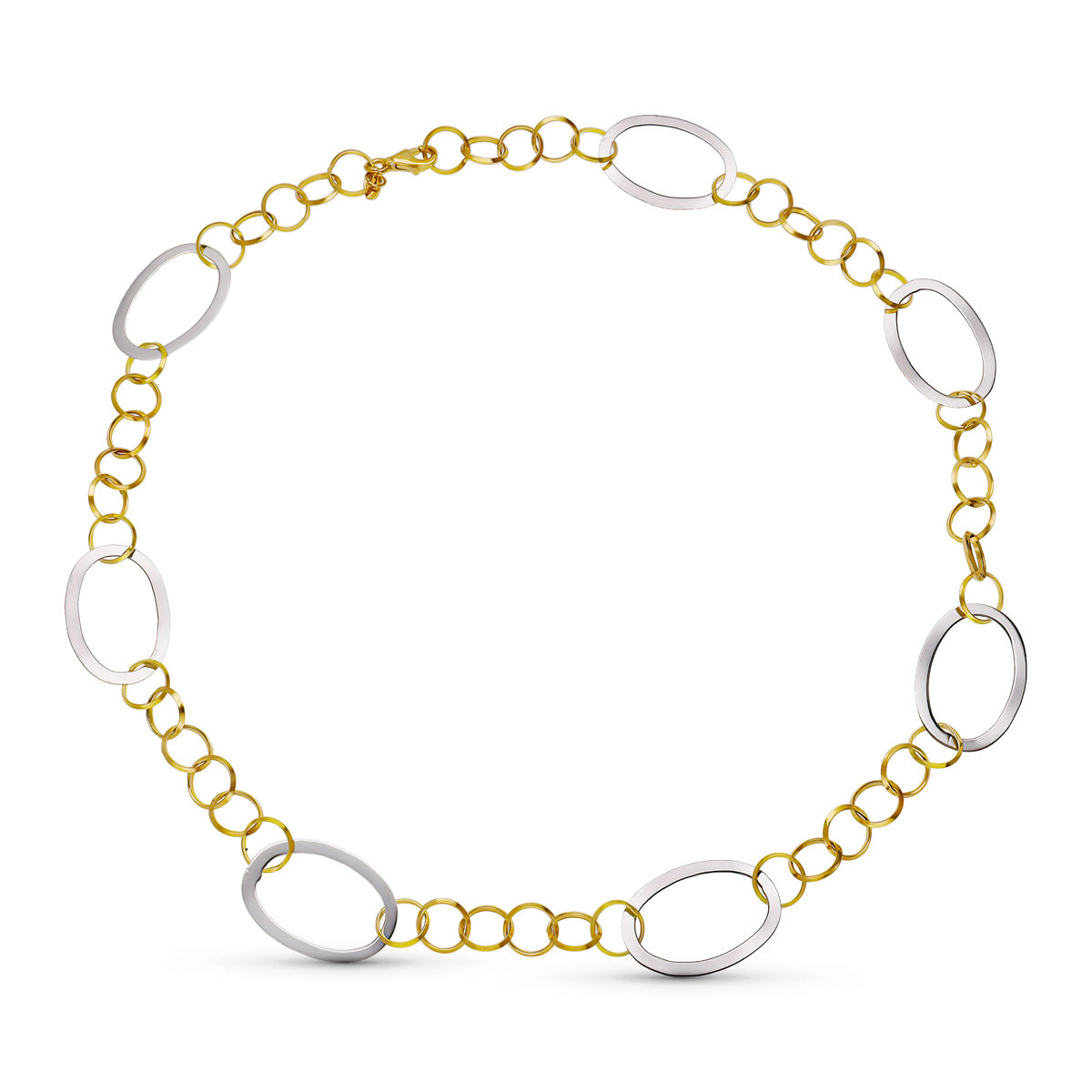 18K GARGANTILLA COLLAR ORO BICOLOR ESLABONES HUECOS 45CM