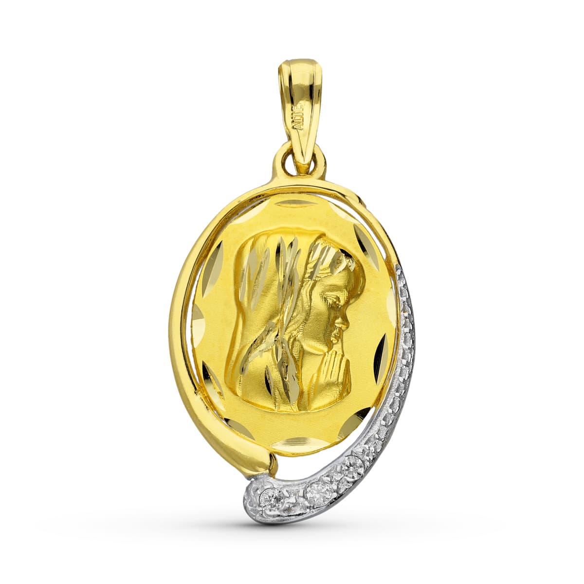 18K MEDALLA ORO AMARILLO VIRGEN NIÑA 23X15 MM