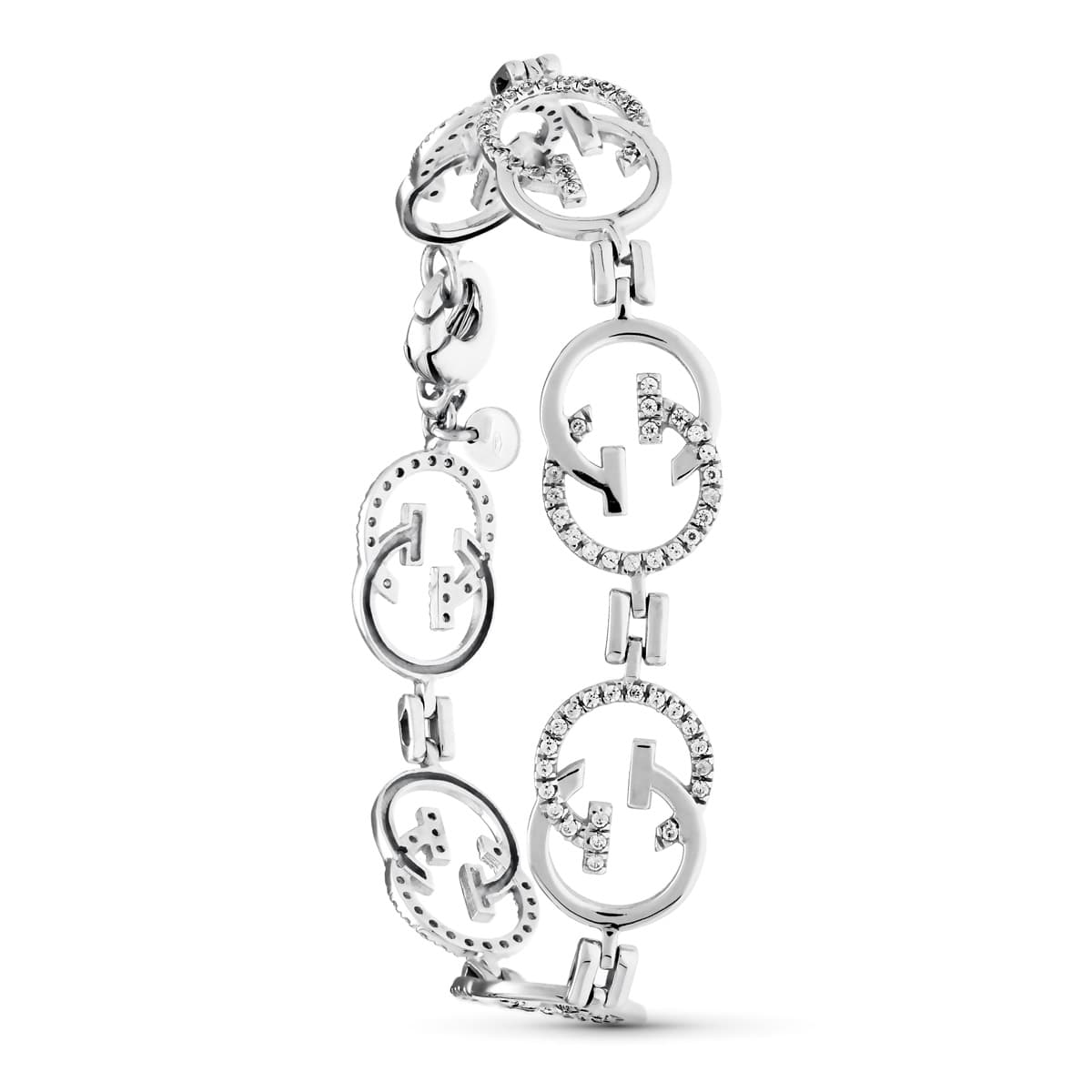 Pulsera con Circonita 19 cm de oro blanco 18K
