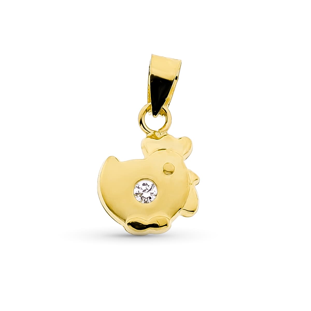 Colgante Gallina con Circonita de oro amarillo 18K
