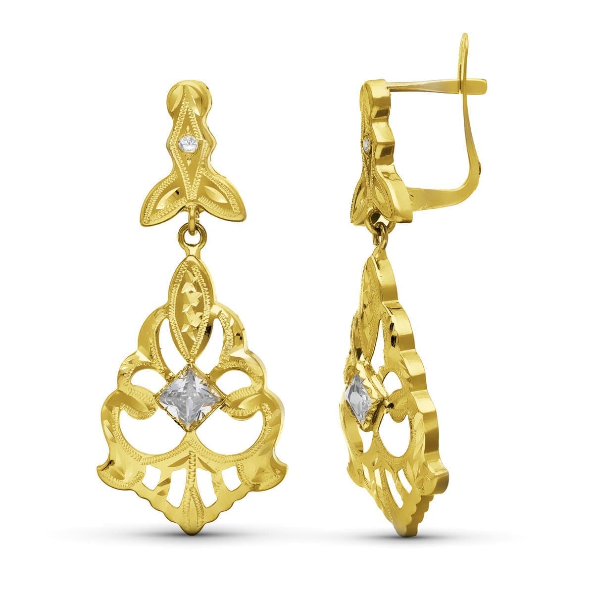 Pendientes Cubanas 38 x 16 mm de oro amarillo 18K