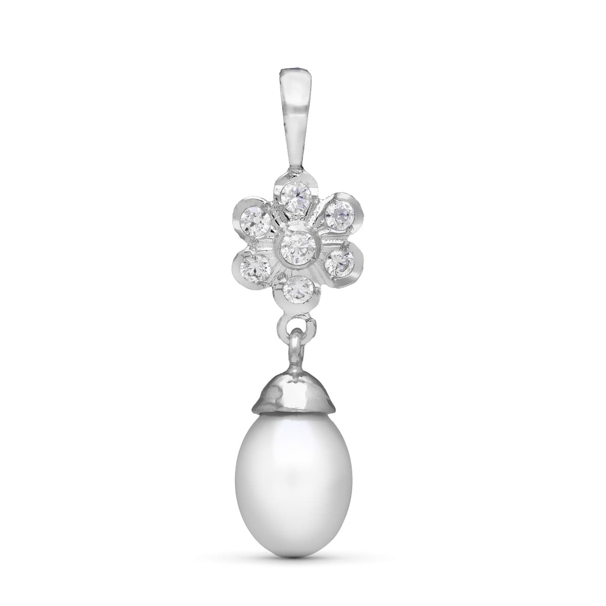 Colgante y Perla de oro blanco 18K