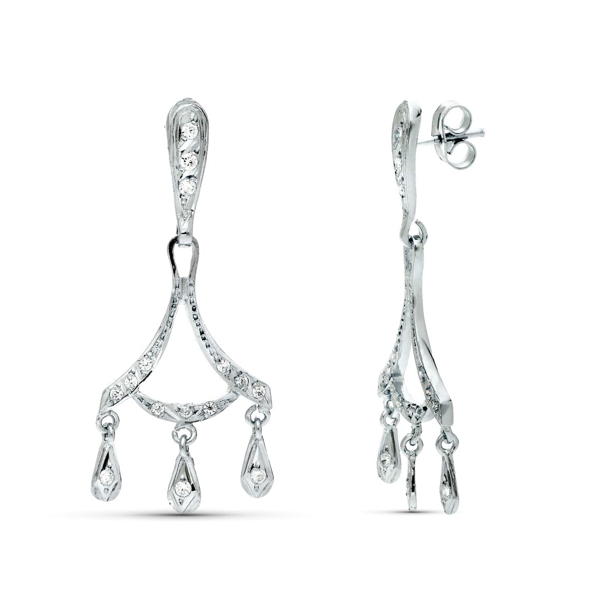 Pendientes Novia Dos Cuerpos 40 x 16 mm de oro blanco 18K
