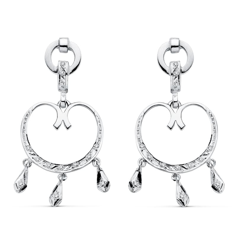 Pendientes Circonita 42 x 20 mm de oro blanco 18K