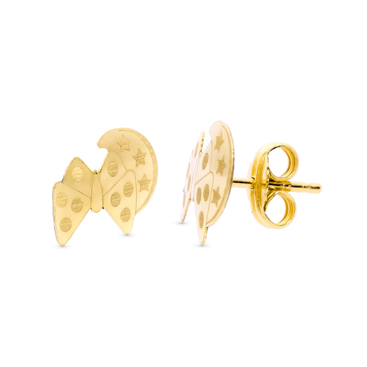 Pendientes Mariposa y Luna 9 x 8 mm de oro amarillo 18K