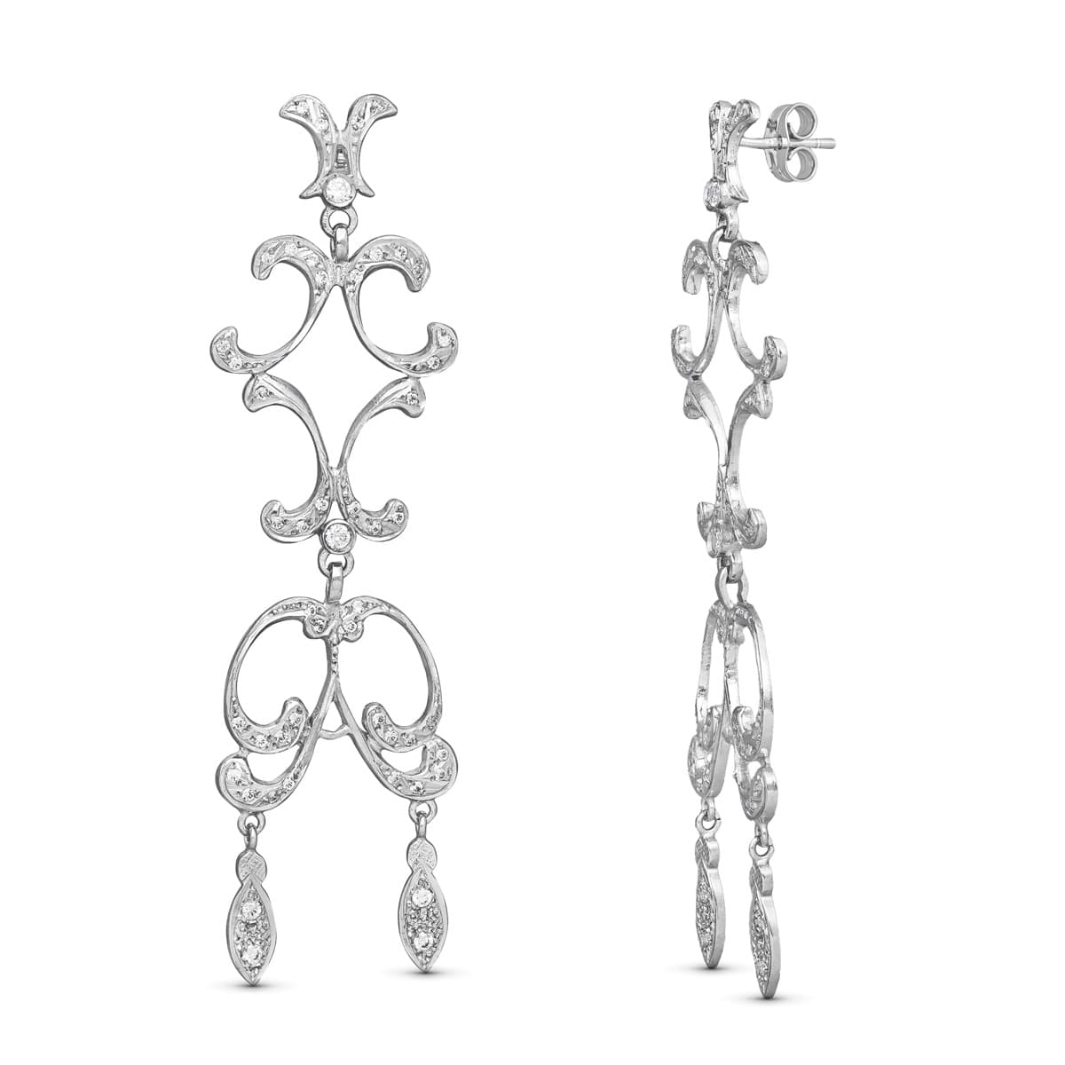 Pendientes Circonita Mantilla Cartier 66 x 20 mm de oro blanco 18K