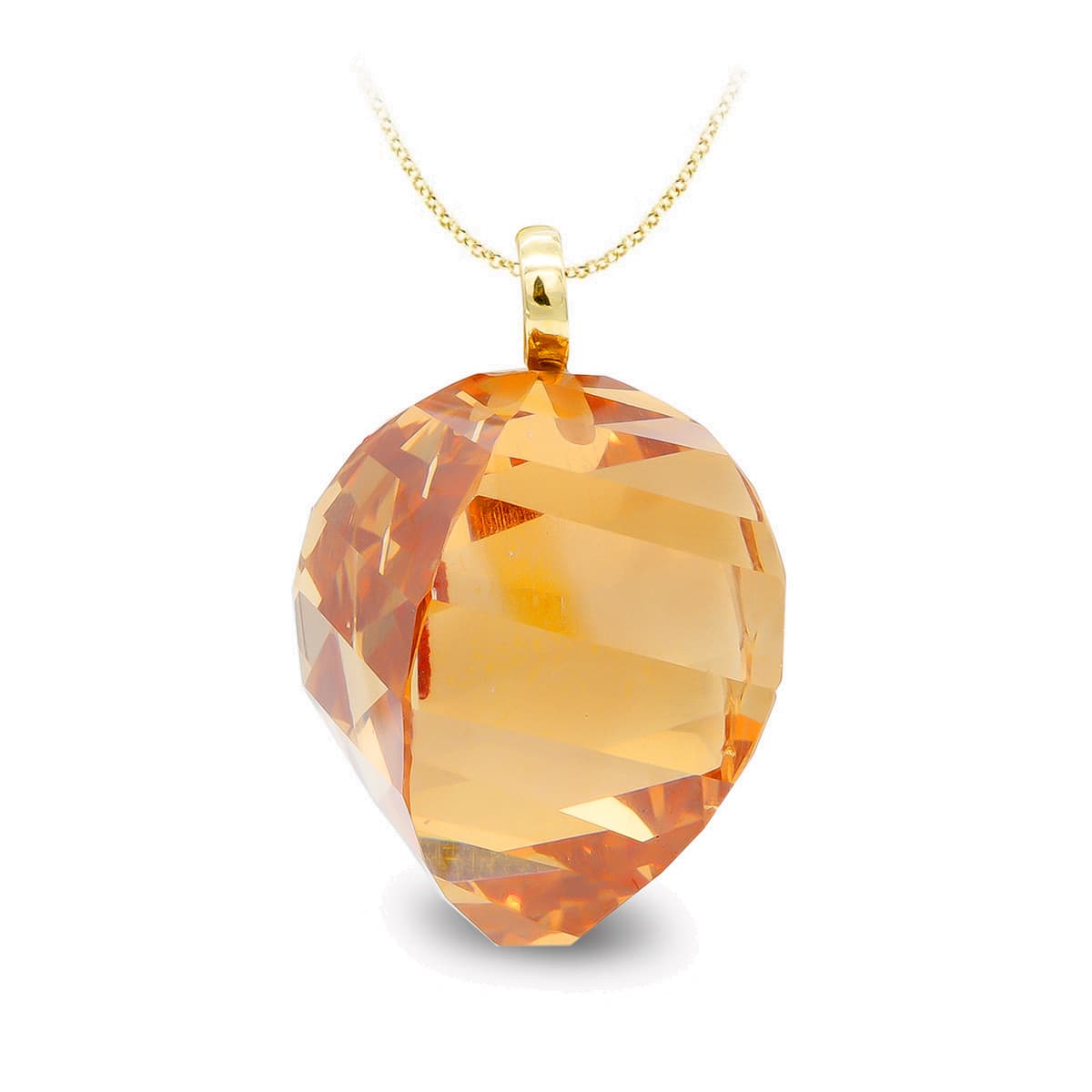 Colgante Piedra Topacio 18 mm Circonita de oro amarillo 18K