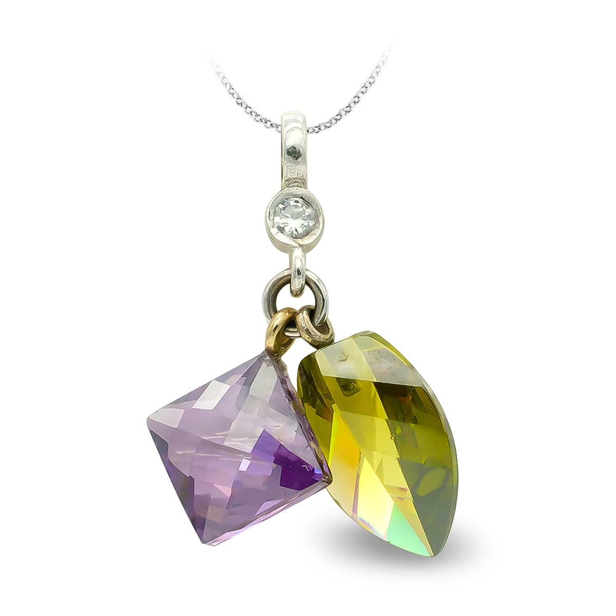 18K COLGANTE ORO BLANCO AMATISTA Y TOPACIO