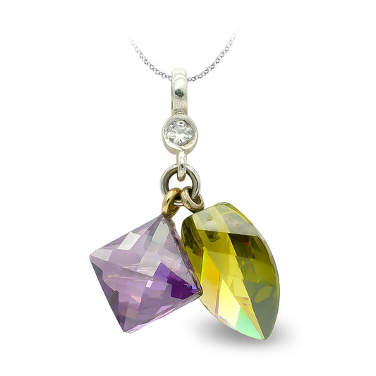 18K COLGANTE ORO BLANCO AMATISTA Y TOPACIO