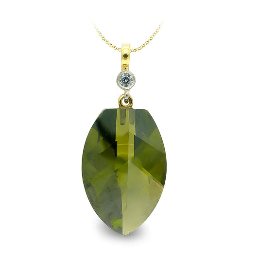 18K COLGANTE ORO BICOLOR OLIVINA 23MM CIRCONITA