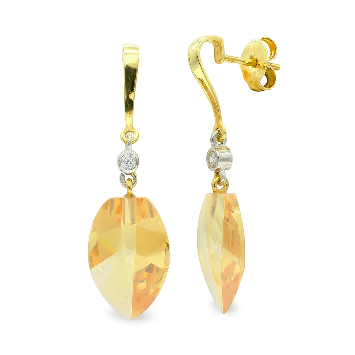 Pendientes Bicolor Topacio 18 mm Circonita 18K