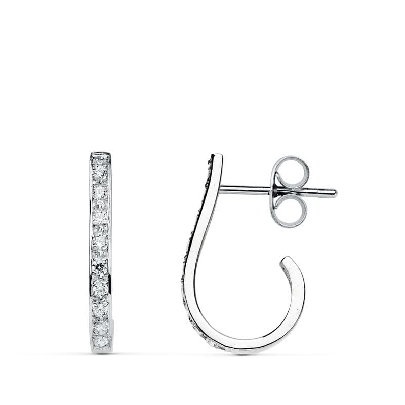 Pendientes Circonita 18 x 2 mm de oro blanco 18K