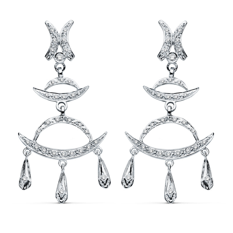 18K PENDIENTES ORO BLANCO CIRCONITA 48X23 MM CIERRE PRESION