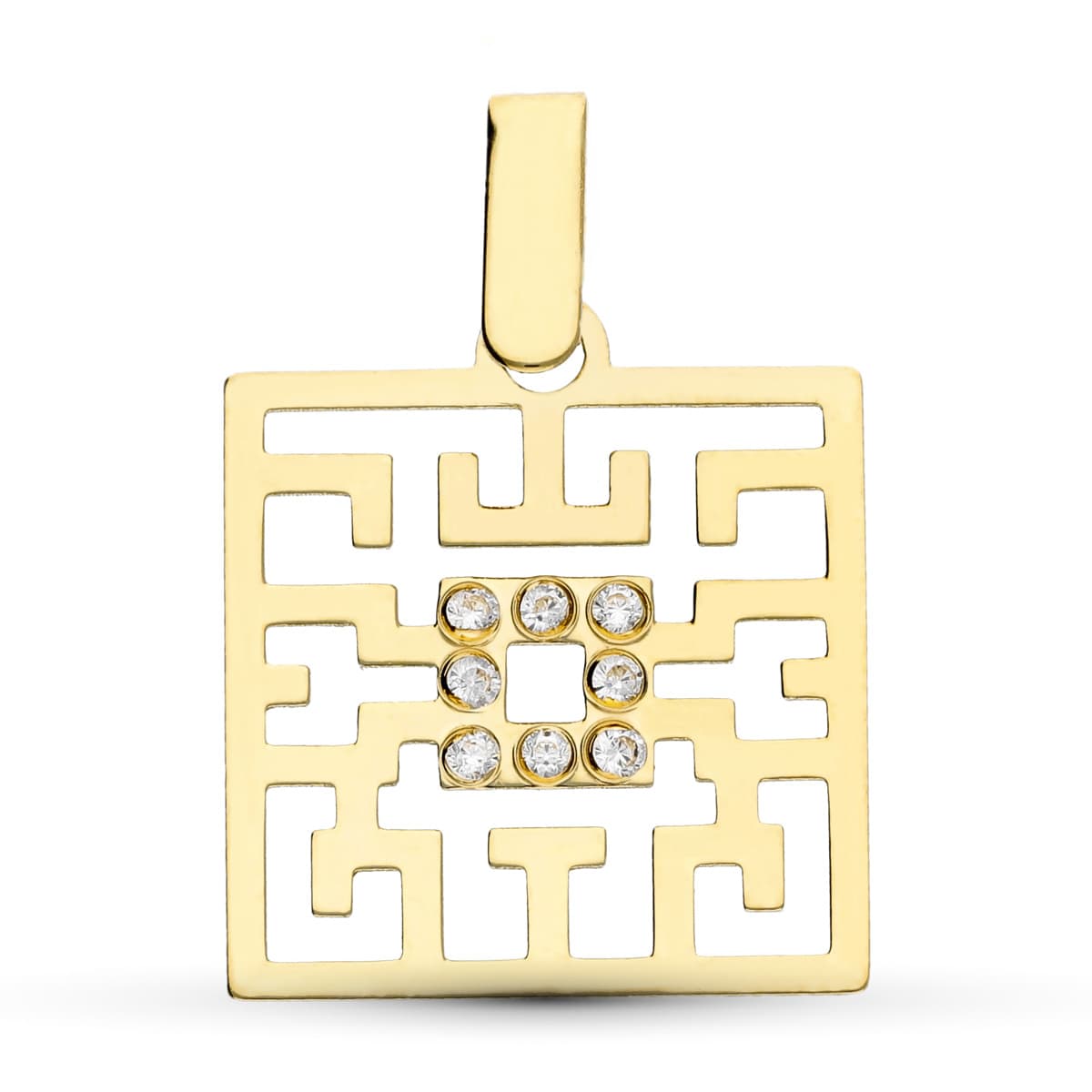 Colgante Laser y Circonitas de oro amarillo 18K