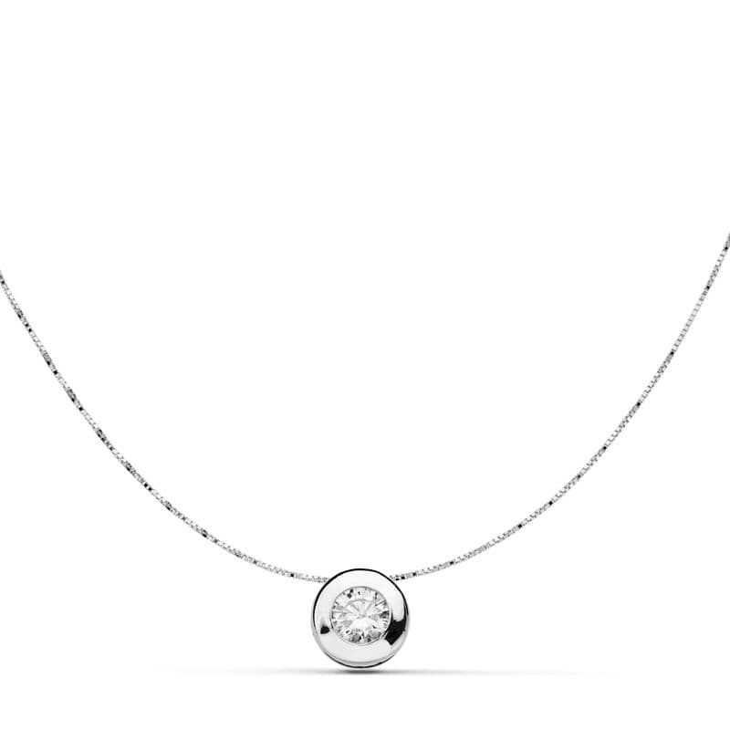 18K COLLAR ORO BLANCO CON CHATON Y CIRCONITA ANCHO: 6,5 MM. CADENA 42CM