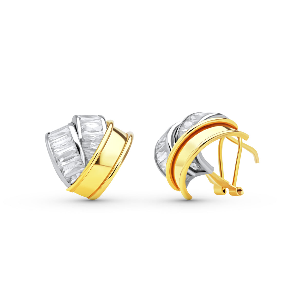 Pendientes Bandas Bicolor 16 x 15 mm 18K