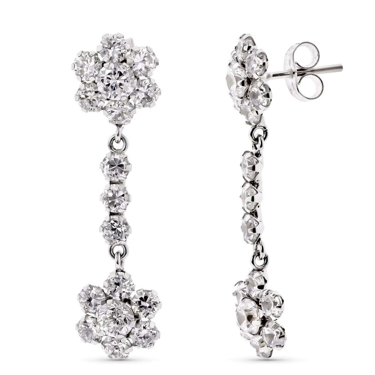 Pendientes Dos Cuajos con Circonita de oro blanco 18K