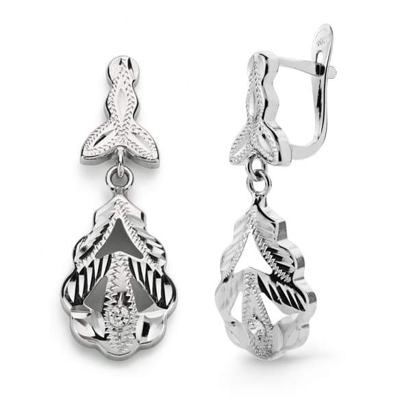 Pendientes Cubanas 26 x 10 mm de oro blanco 18K