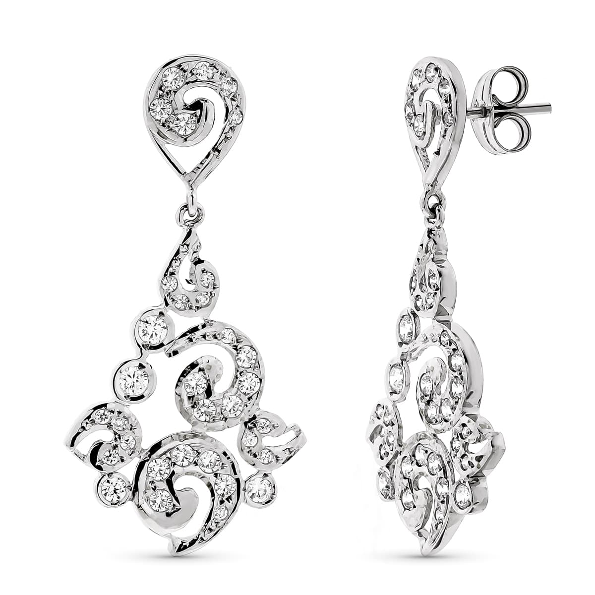 Pendientes Largos Filigrana de oro blanco 18K