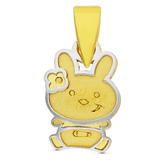 18K COLGANTE ORO BICOLOR CONEJO 10X6 MM