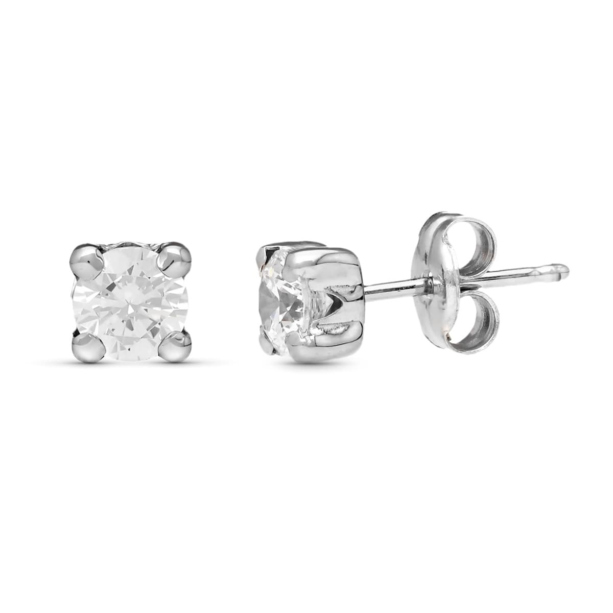 18K PENDIENTES ORO BLANCO GARRAS 4X4 MM CIERRE PRESION