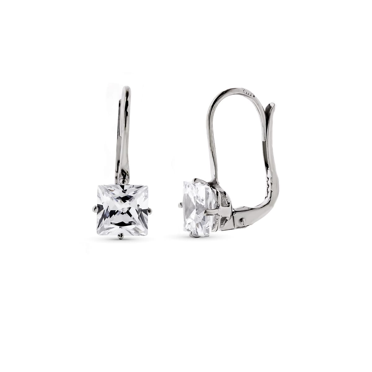 Pendientes Piedra 6 x 6 mm 17 x 6 mm de oro blanco 18K