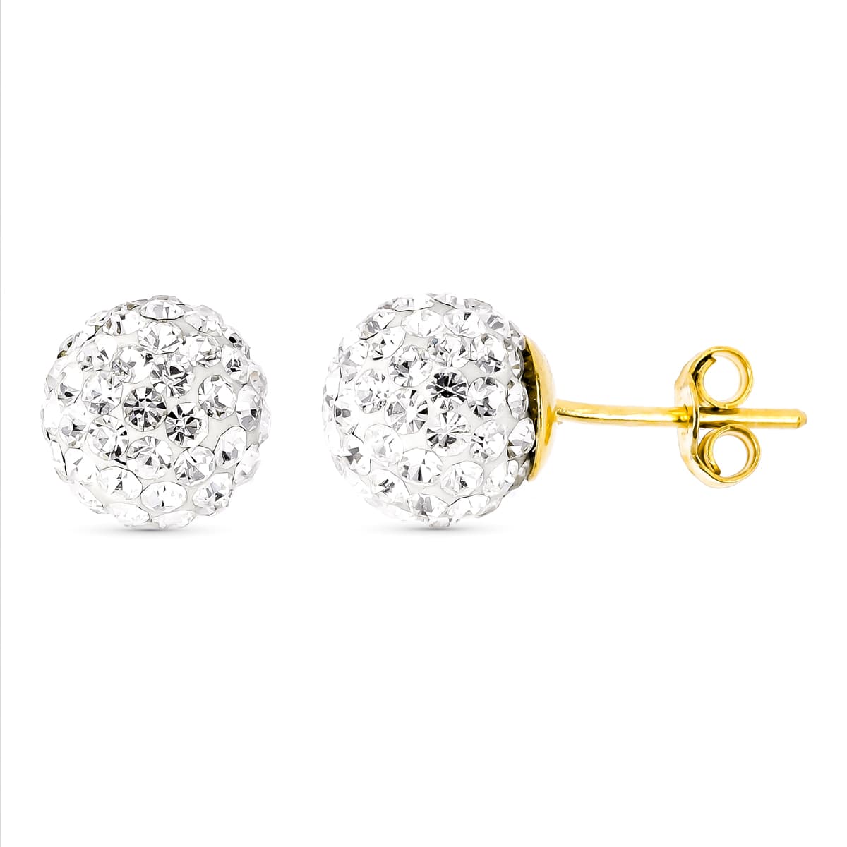 Pendientes Bola Circonita 8 mm de oro amarillo 18K