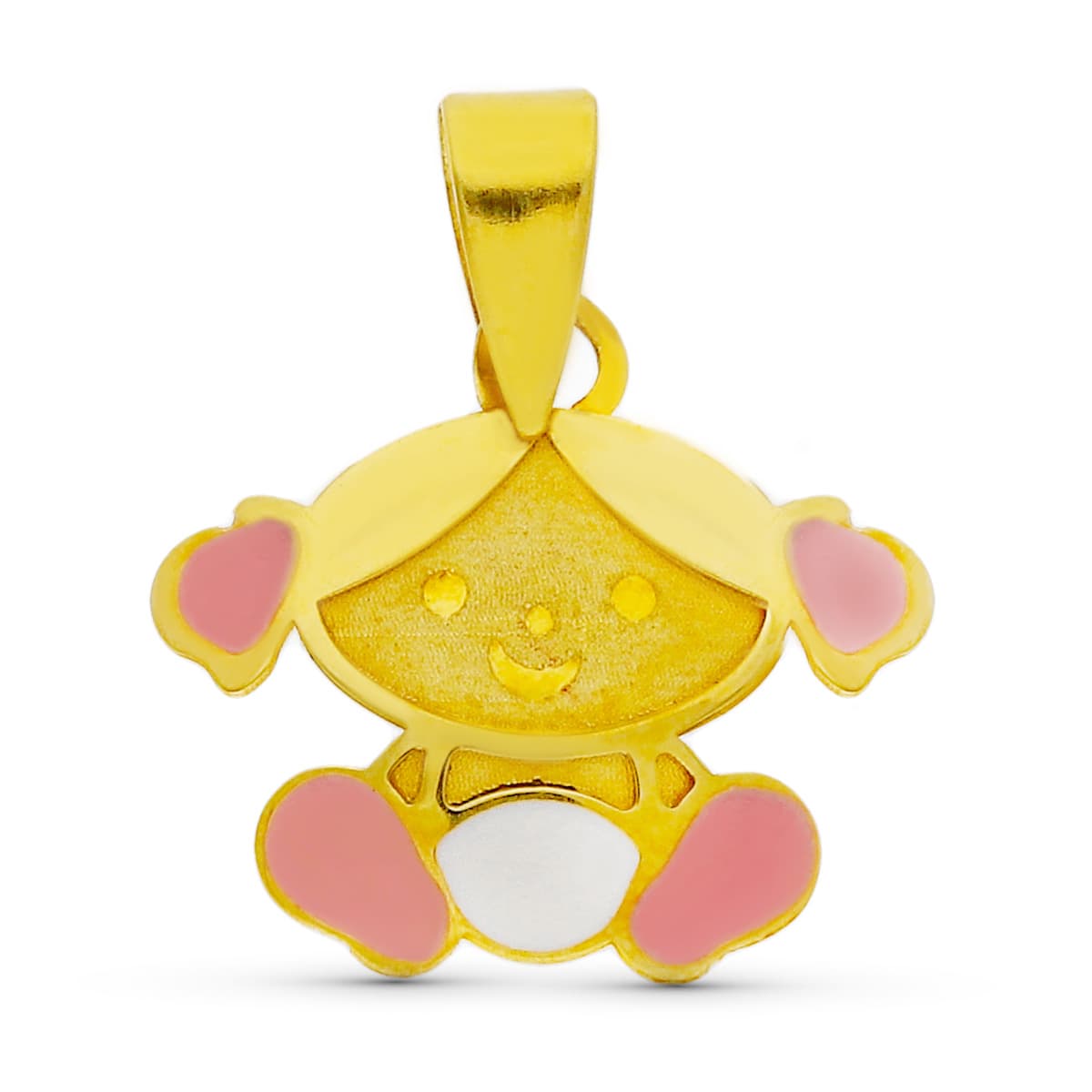 Colgante Esmalte Niña 11 x 11 mm de oro amarillo 18K