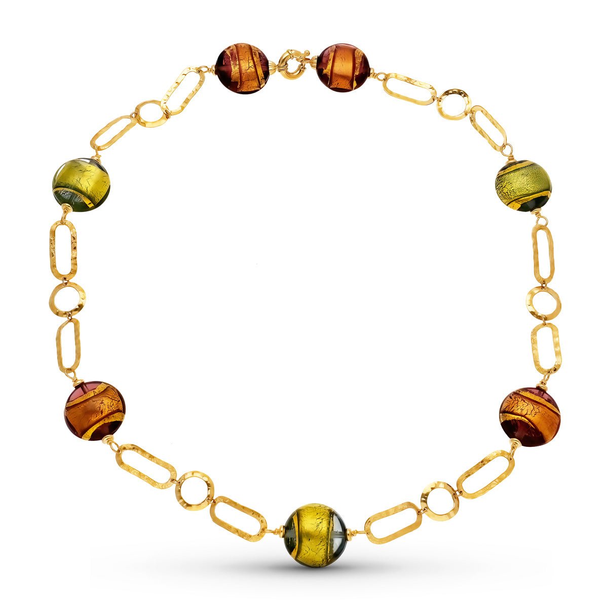 18K GARGANTILLA ORO AMARILLO GARGANTILLA BOLAS MURANO 19 MM 50CM