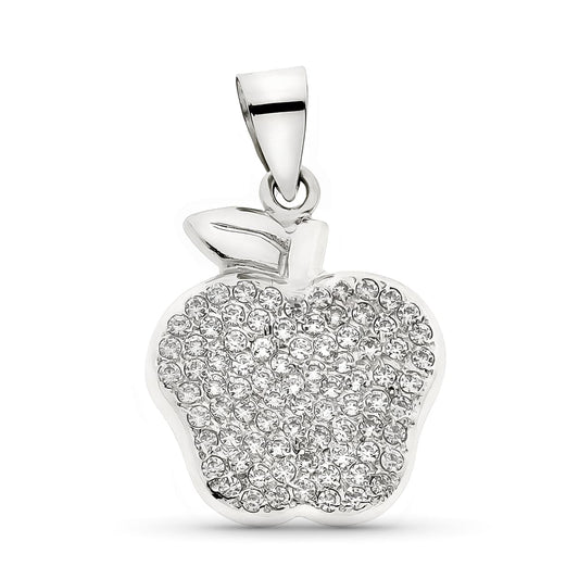 18K COLGANTE ORO BLANCO MANZANA CON CIRCONITA 21X17 MM