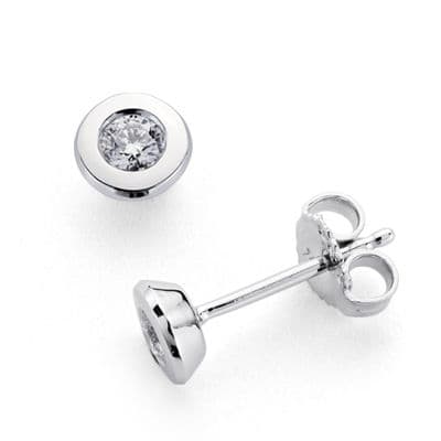 18K PENDIENTES ORO BLANCO DIAMANTES NATURALES SI-H TALLA BRILLANTE 0,200 QTS. MEDIDA: 5MM CIERRE PRESION