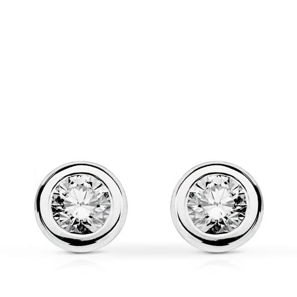18K PENDIENTES ORO BLANCO DIAMANTES TALLA BRILLANTE CHATON 0.300 QTS