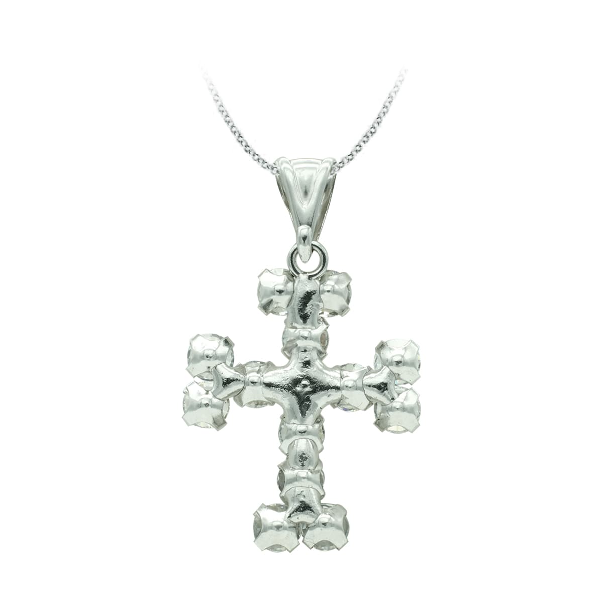 18K CRUZ ORO BLANCO CON CIRCONITA 20X15 MM