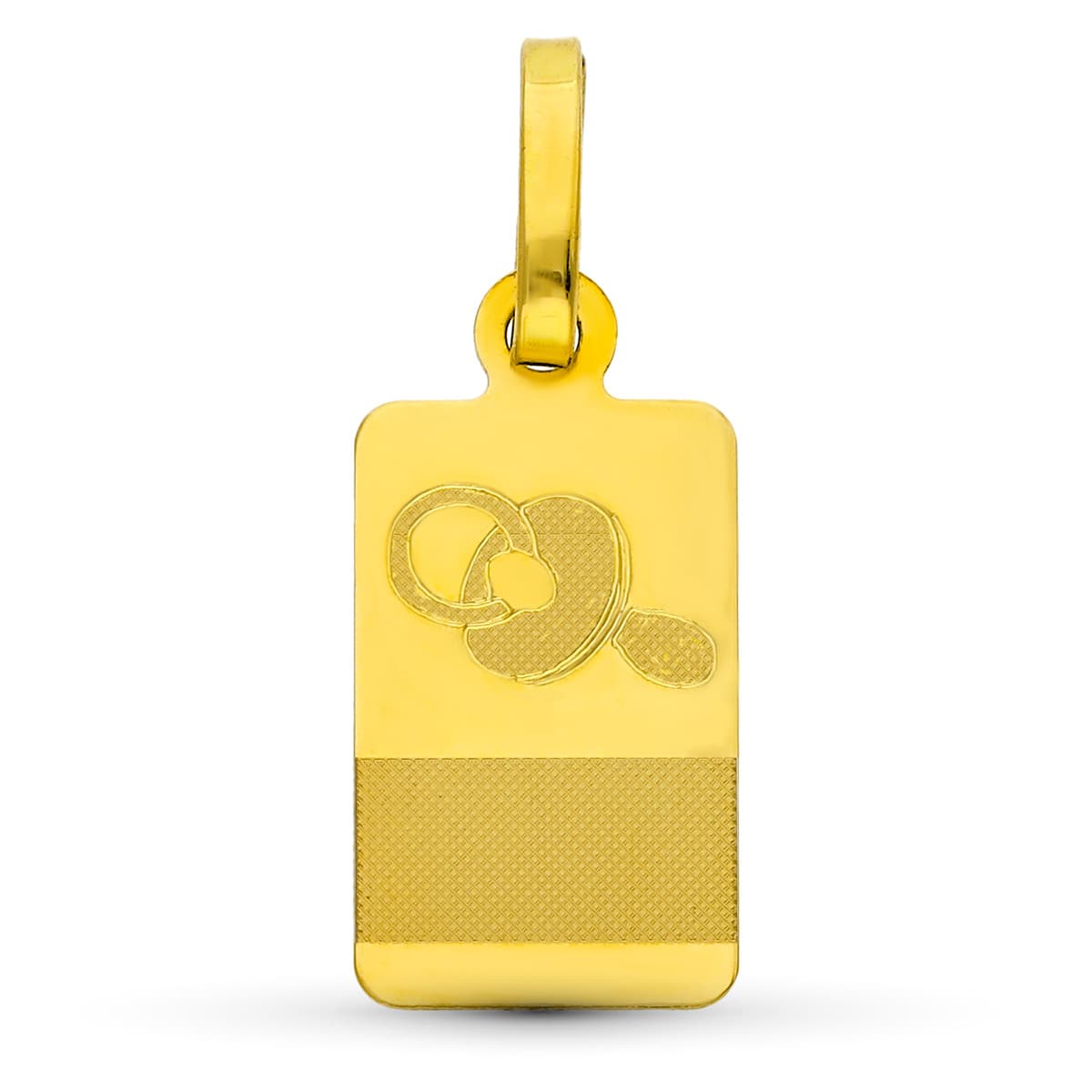 Placa Chapa Bebe Chupete. 16 x 8 mm de oro amarillo 18K