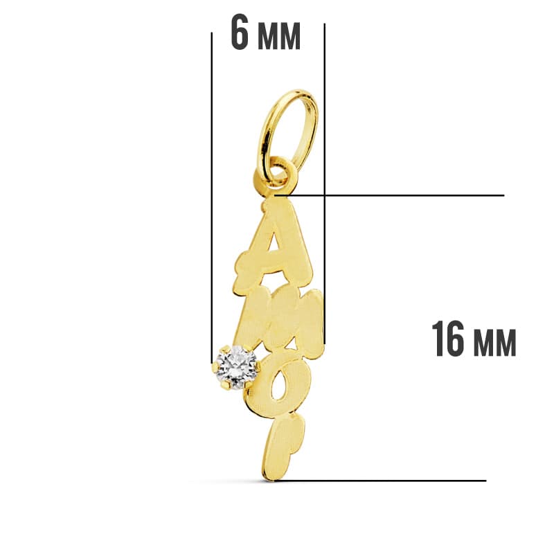 18K COLGANTE ORO AMARILLO AMOR CIRCONITA 19X6 MM
