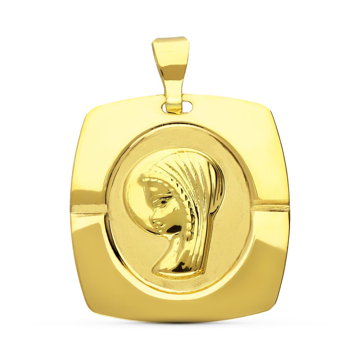 18K MEDALLA ORO AMARILLO VIRGEN NIÑA LASER. 19X18 MM
