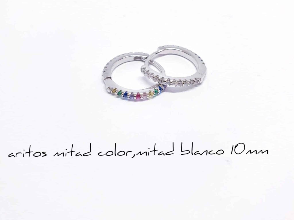 Pendiente aro reversible bicolor 10 mm de plata de ley